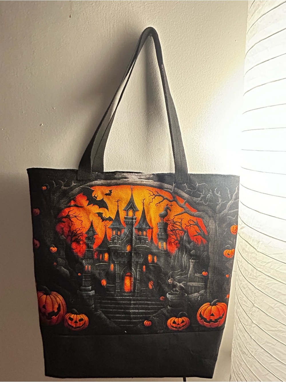 Halloween Haunted Castle Tote Bag - Black & Orange